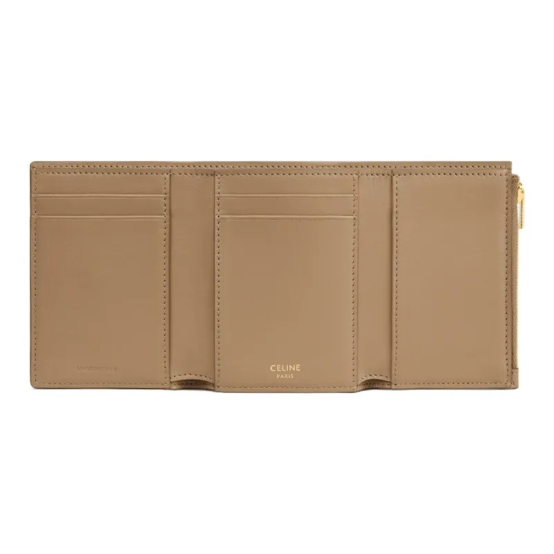 CELINE Victoire Cow Leather Wallet Women's Smoky Brown-3