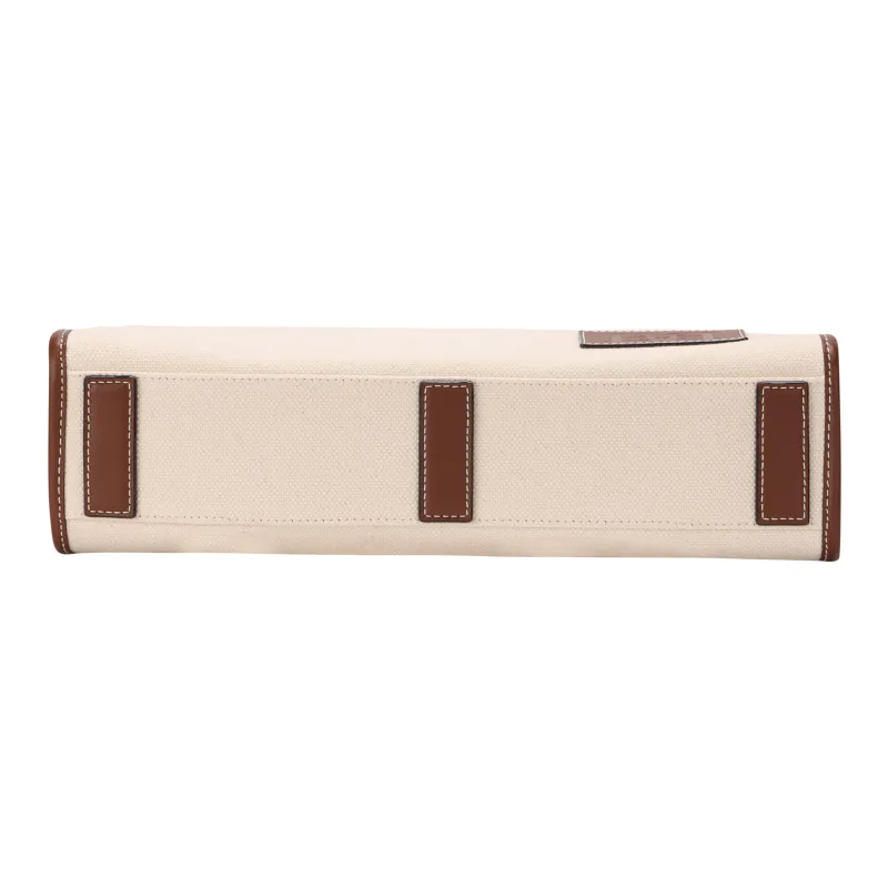 BALLY Canvas Tote Bag, Shopping Bag, Canvas Bag, Shoulder Bag, Handbag Women's Beige-4