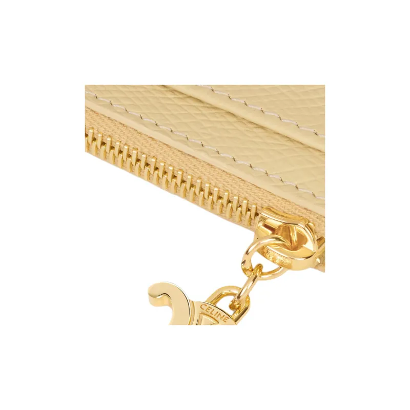 CELINE Triomphe Calfskin Card Holder Women's Yellow-3