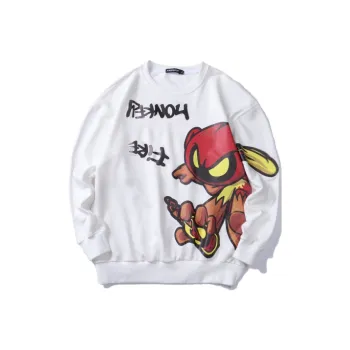 FireMonkey Crew Neck Loose Fit Sweatshirt Unisex White