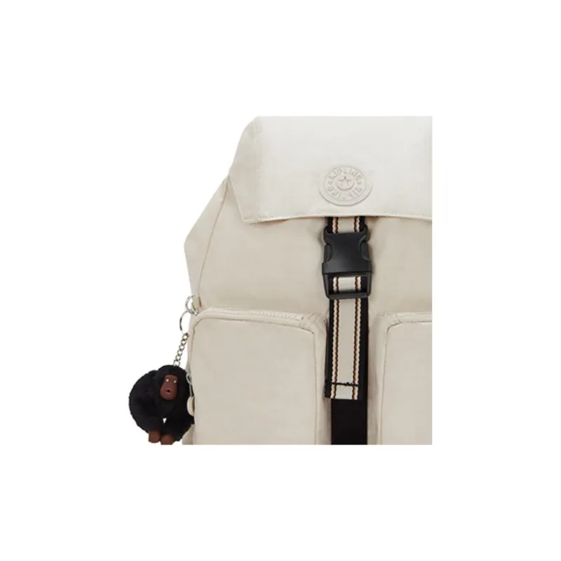 Kipling Fabric Backpack Medium Size Unisex Sandy Beige-3