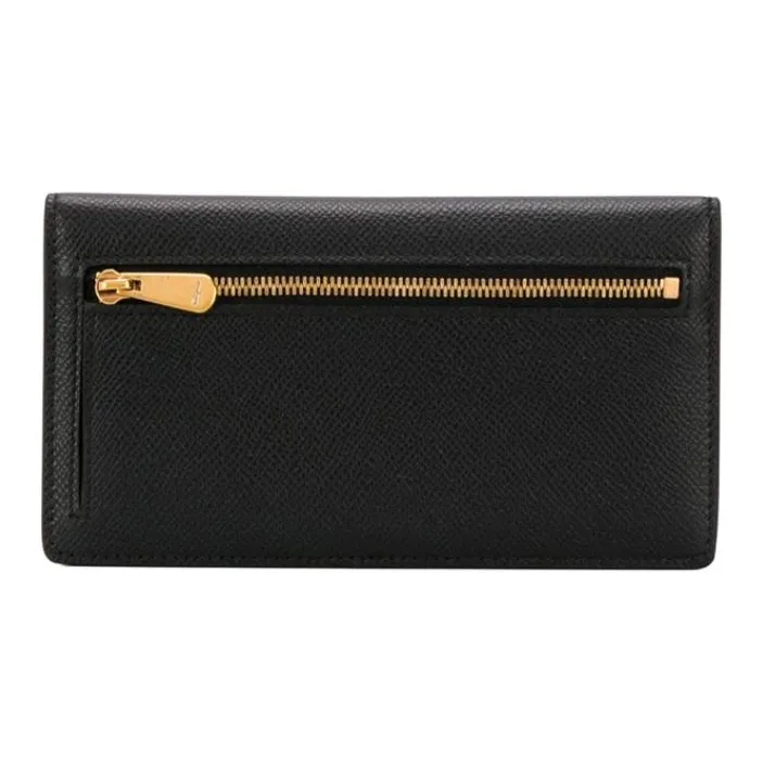 FERRAGAMO Cow Leather Wallet Women's Black-1
