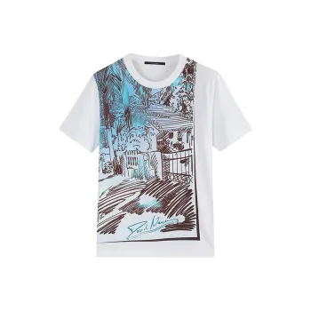 DAVID NAMAN T Shirts Men Blue With White Lettering