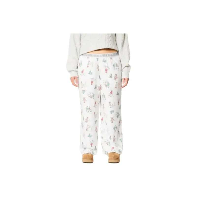 Hollister Pajama Pants Women's White All Over Print-0