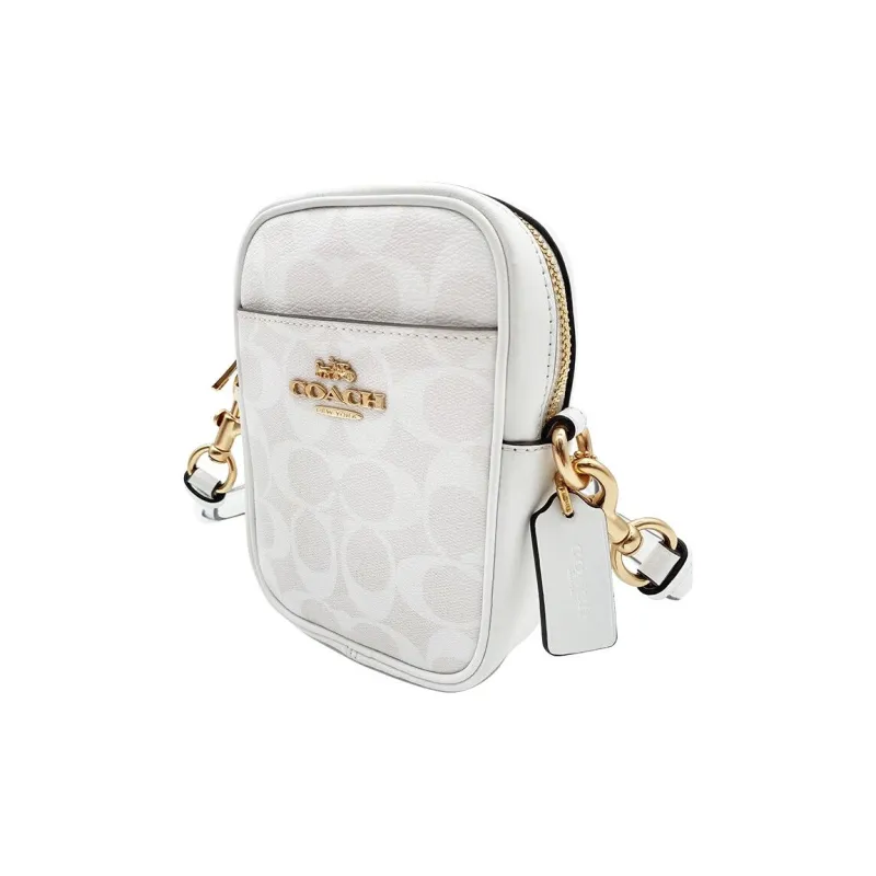 COACH Phoebe PVC Bonded Cow Leather Crossbody Bag Mini Women's White-1