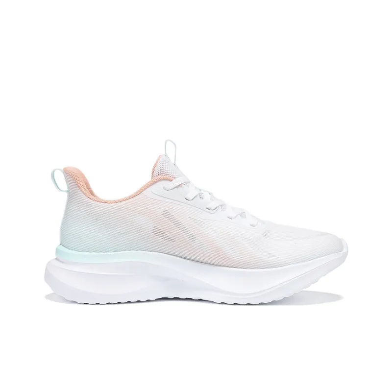 QIAODAN Cushioned Wear Resistant Breathable Low Top Casual Running Shoes Women's White Pink-1