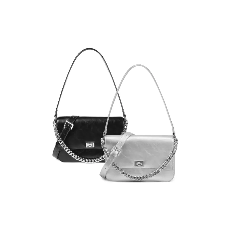 BELLE Artificial Leather Shoulder Bag Medium Size Women's Black-12