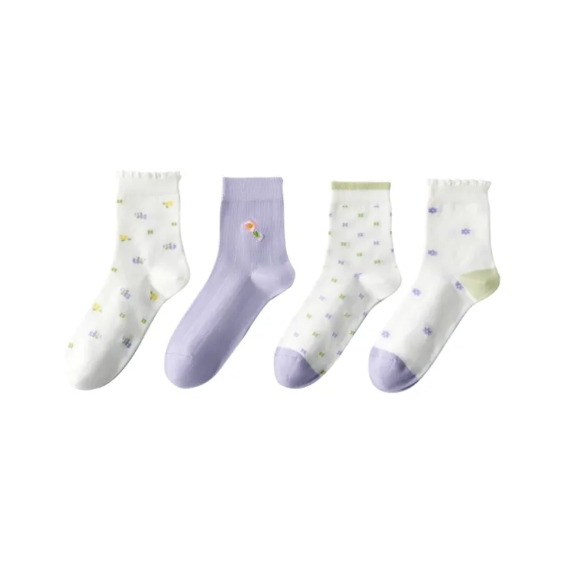 Lan Miao Mid Calf Socks Women's 4 Pack-2