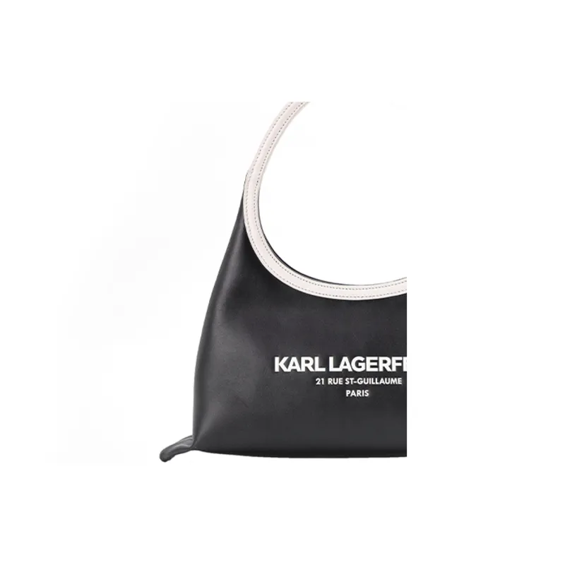 KARL LAGERFELD Cow Leather Shoulder Bag Unisex Black-3