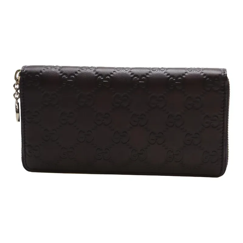 GUCCI Cow Leather Wallet Women's Dark Brown-3