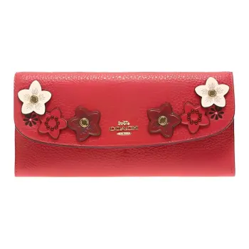 COACH Cow Leather Wallet Women's Red