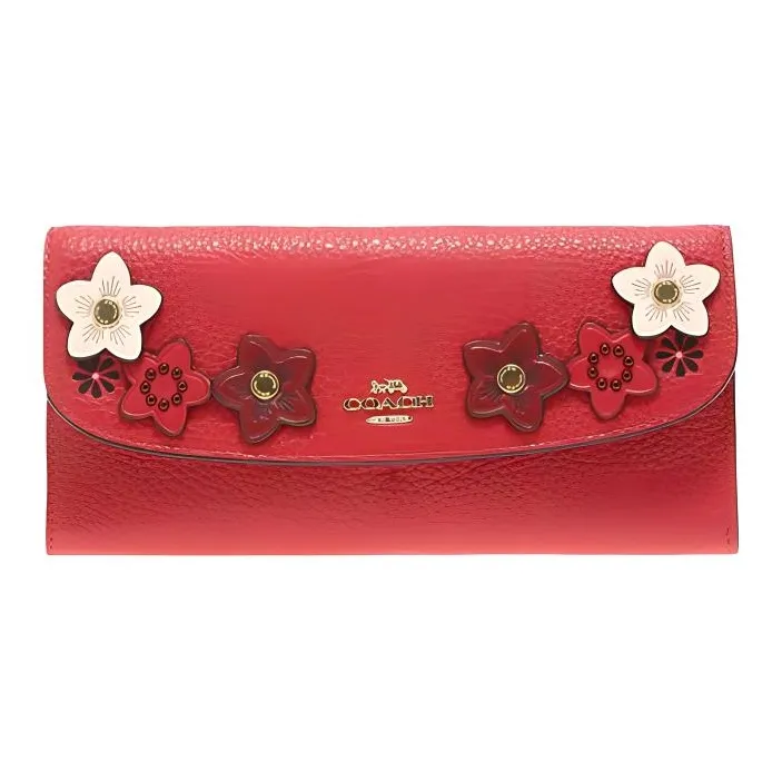 COACH Cow Leather Wallet Women's Red-0