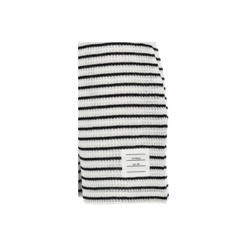 THOM BROWNE Logo Patch Striped Drawstring Shorts-3