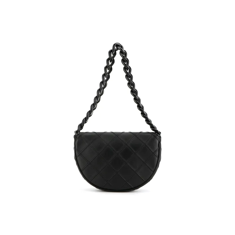 TORY BURCH Mini Fleming Soft Crescent Bag Black-2