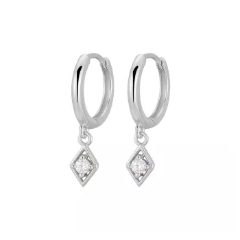 KING OF BLING 925 Sterling Silver With Zircon Earrings Unisex
