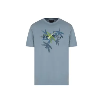 EMPORIO ARMANI Asv Jersey T shirt With Dragonfly Print And Embroidery