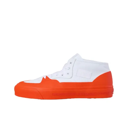 BENJAMIN EDGAR x Vans Vault Anti Slip Wear Resistant Mid Top Skateboard Shoes Unisex White Orange