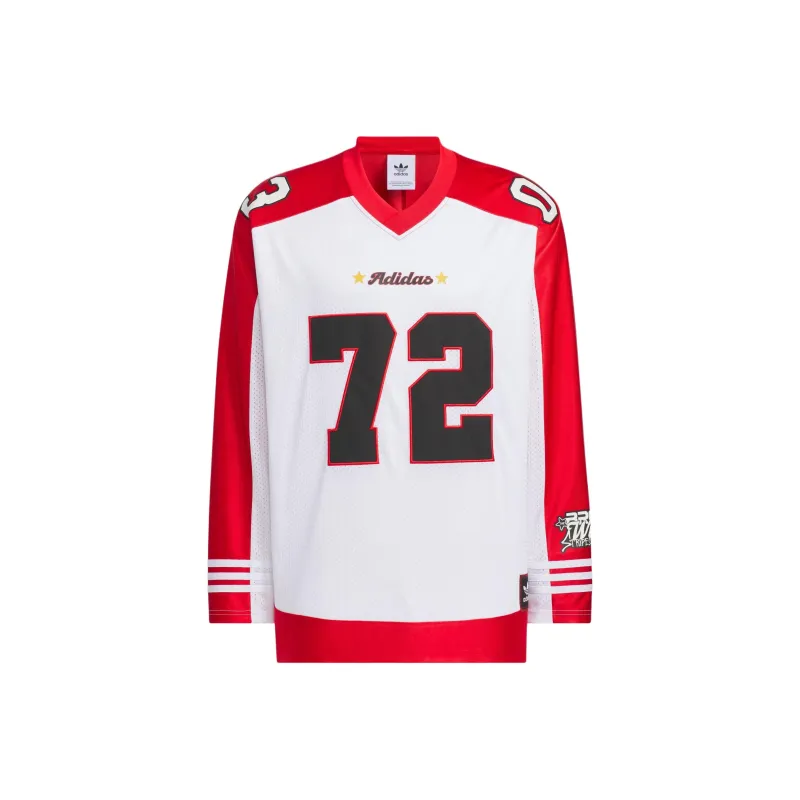 Adidas Originals BBRTR LS JERSEY T Shirt Unisex White/Light Scarlet-0