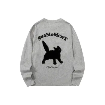 Suamoment T Shirt Spring And Summer Cute Cartoon Casual Loose Fit Long Sleeved T Shirt Unisex