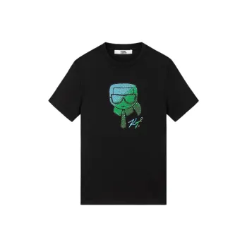 KARL LAGERFELD Figure Print Bead Print Crew Neck Pullover Short Sleeved Men's T Shirt
