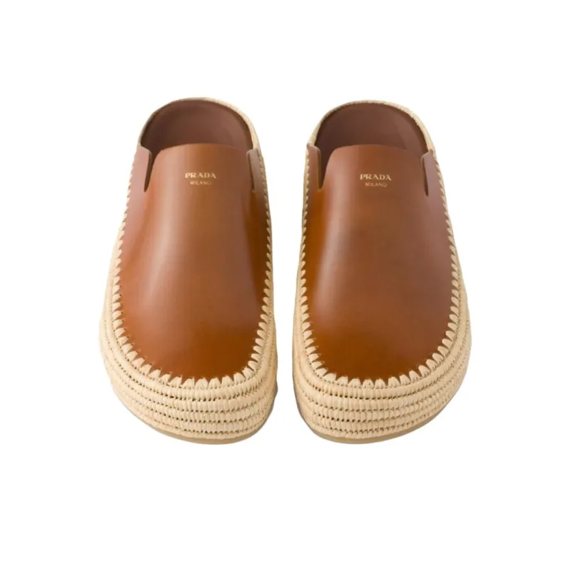 PRADA Rubber Sole Slip Resistant Closed Toe Slippers Men's Brown-2