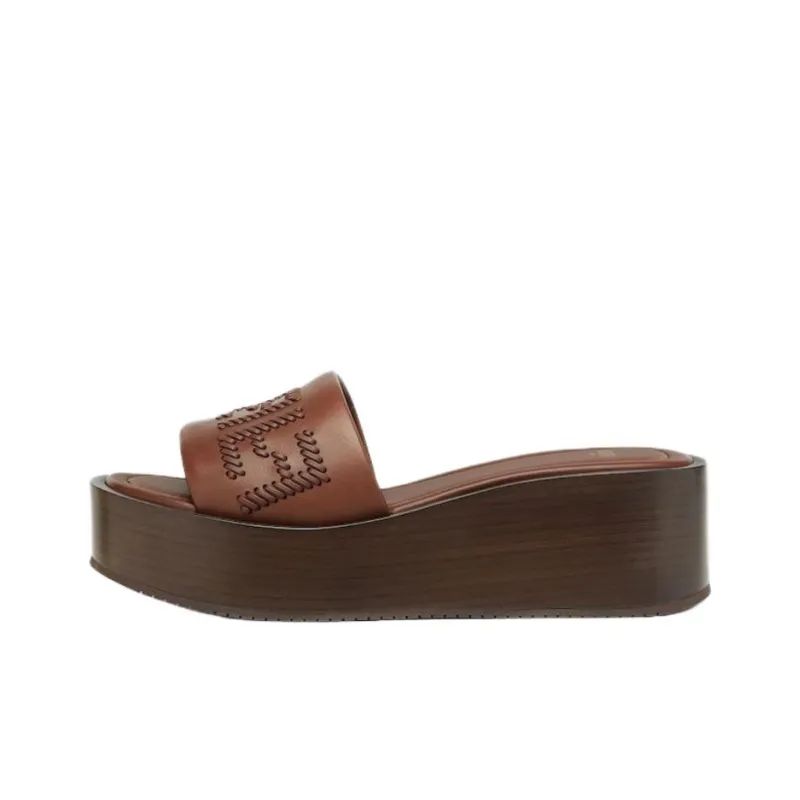 FENDI Sunshine Slide Slippers 6cm Women's Brown-0