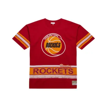 Mitchell & Ness x NBA Houston Rockets Fashion Oversized Vintage T Shirt Men's Red