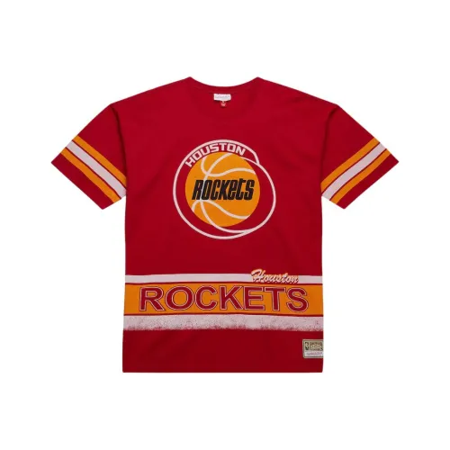 Mitchell & Ness x NBA Houston Rockets Fashion Oversized Vintage T Shirt Men's Red