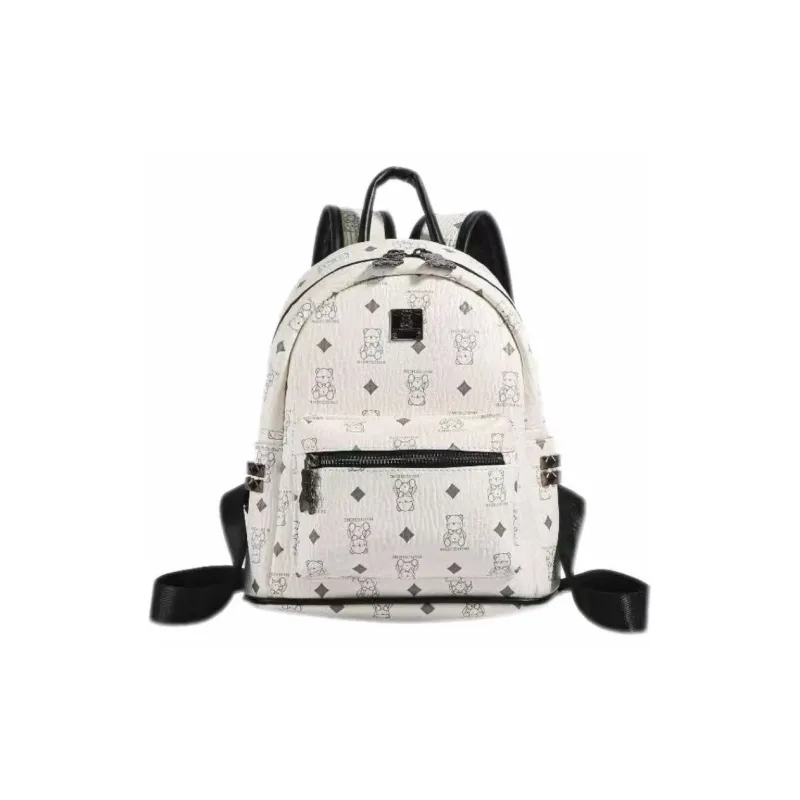 Versman PU Backpack Small Size Women's Black/Ecru/Pink/Brown-28
