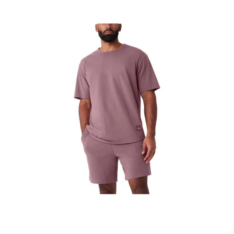 Alo Yoga Society Crewneck Tee T-Shirt Men's Wood Rose-0
