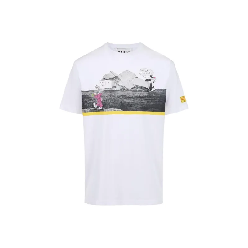 Iceberg Pattern Printed Crewneck T Shirt-0