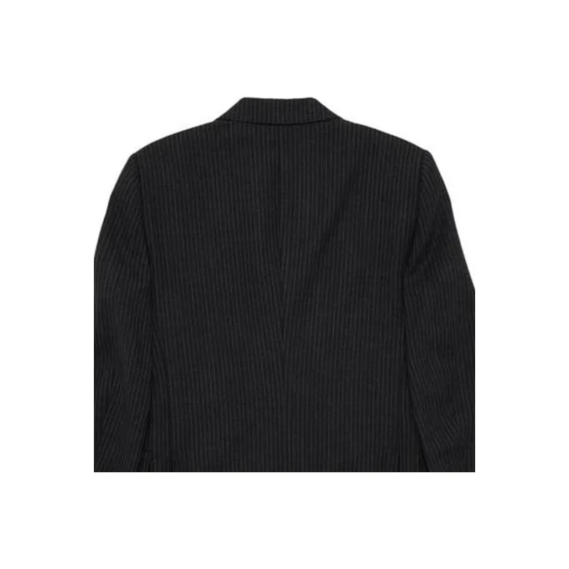 CELINE Double Breasted Pinstriped Wool Blazer-2