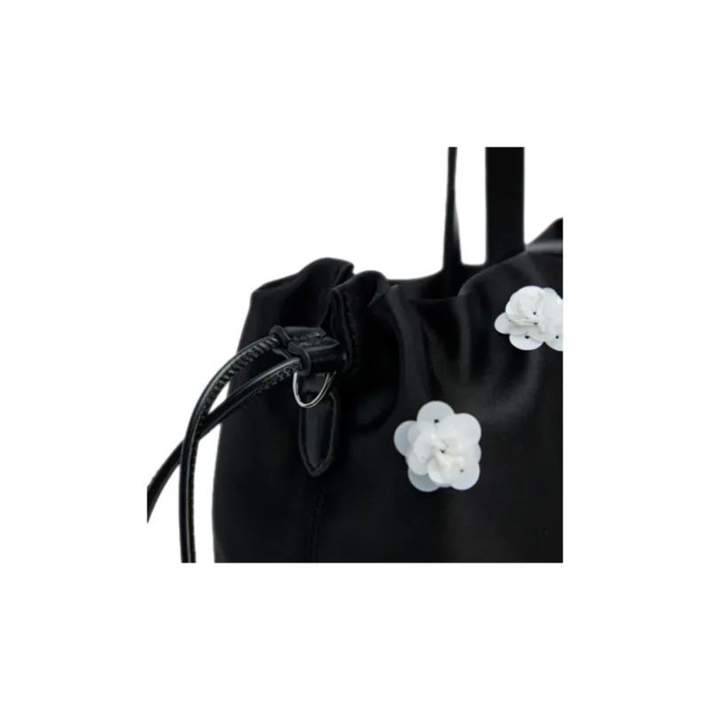 URBAN REVIVO Fabric Crossbody Bag, Handbag Trumpets Women's Black/Raw White-3