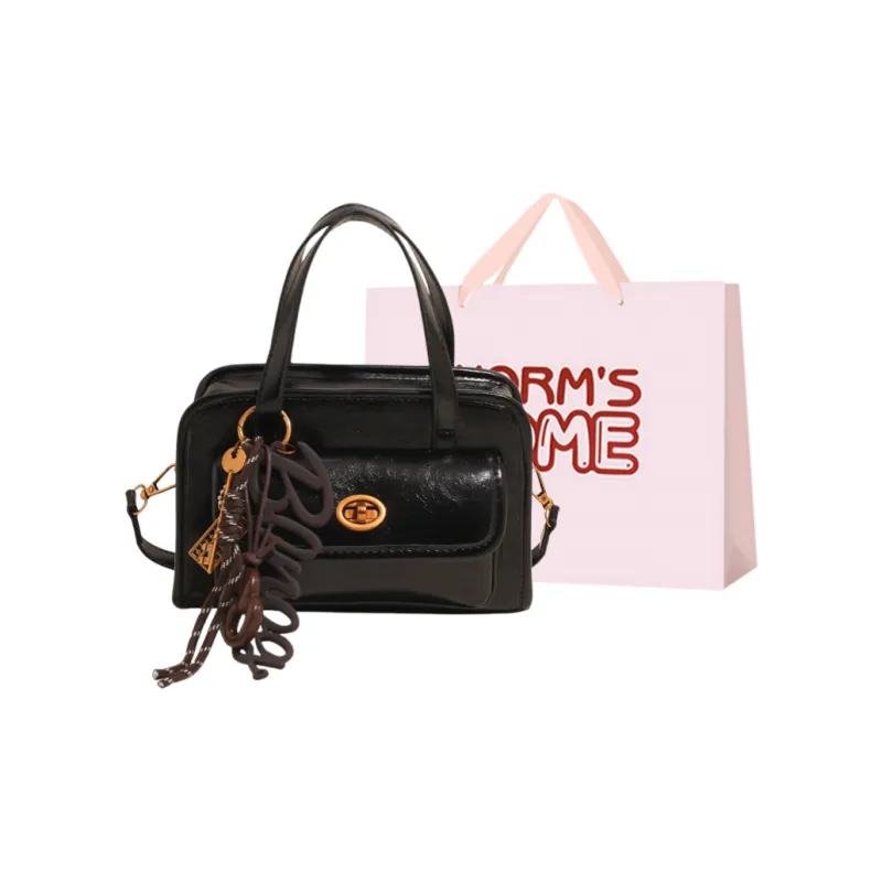Worm's Home PU One Shoulder Handbags Women's Ecru/Black/Coffee/Brown-4