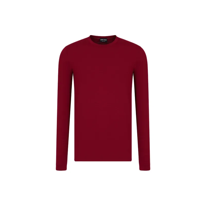 GIORGIO ARMANI Stretch Viscose Jersey Jumper With Crew Neck And Long Sleeves-0