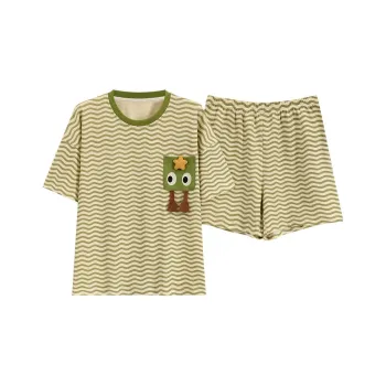 Sleep Pajama Set Women's Green Water Ripples