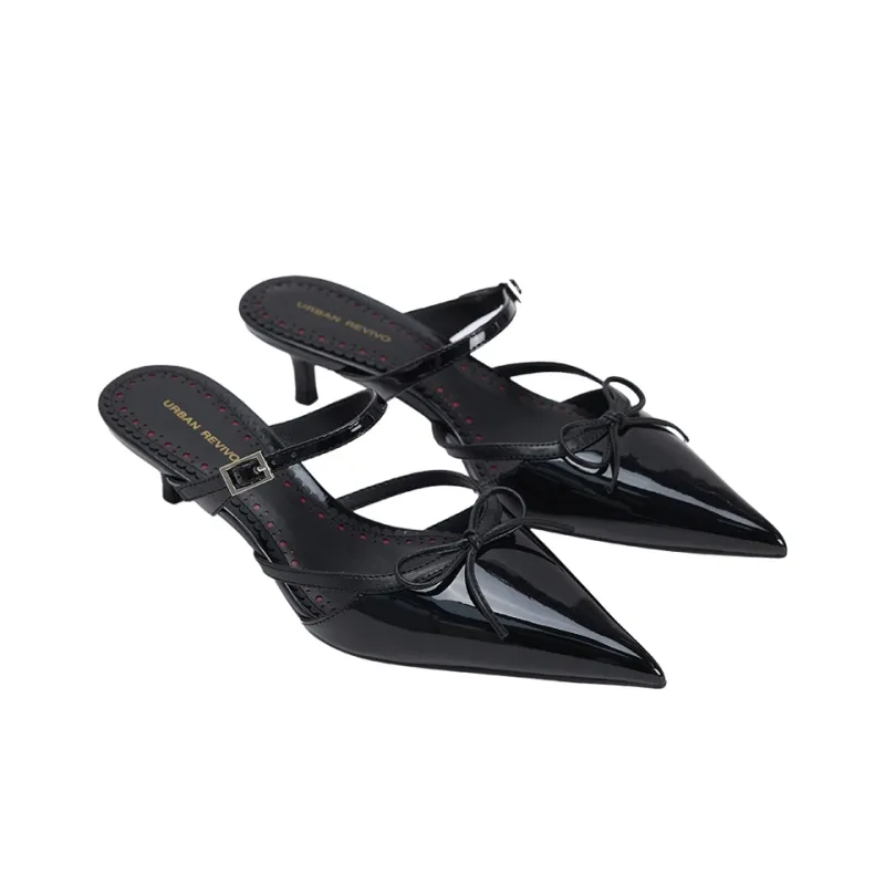 URBAN REVIVO Kitten And Casual Single Shoes Women's Black-1