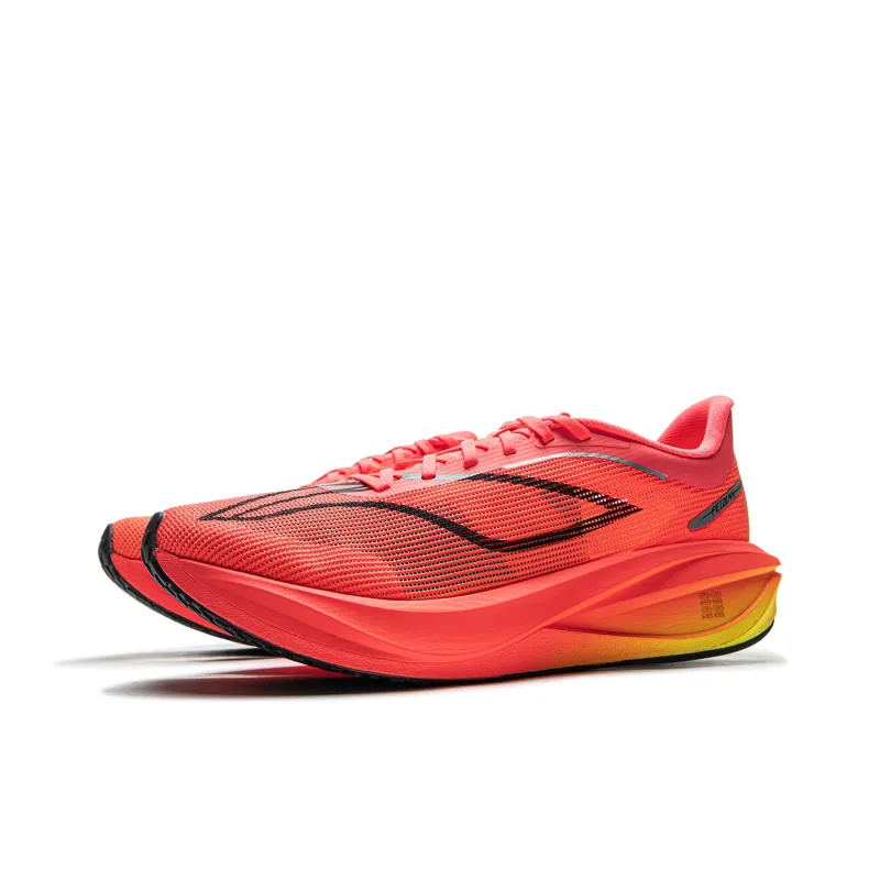 LiNing Flyer 5 Challenger Slip Resistant Breathable Low Top Carbon Plate Racing Running Shoes Men's Red-2