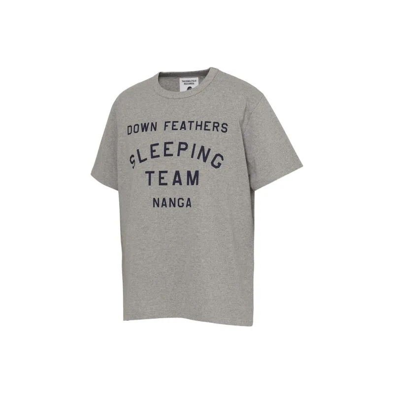 NANGA TACOMA FUJI RECORDS Collaboration DOWN FEATHERS SLEEPING TEAM LOGO TEE T Shirt Men's Heather Gray-0