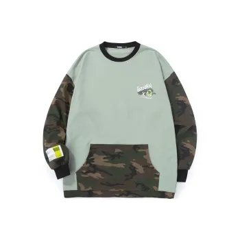 GENANX Crew Neck Loose Fit Regular Sweatshirt Unisex Pea Green