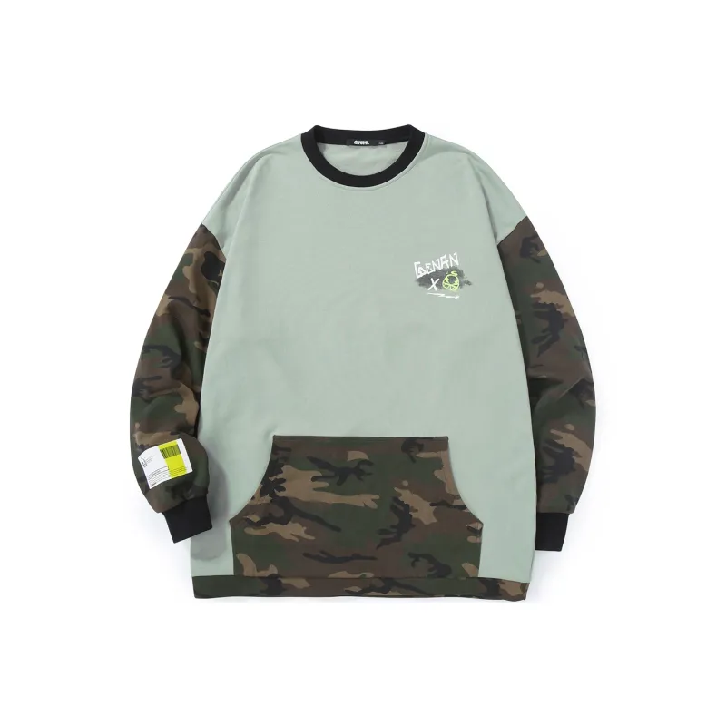 GENANX Crew Neck Loose Fit Regular Sweatshirt Unisex Pea Green-0