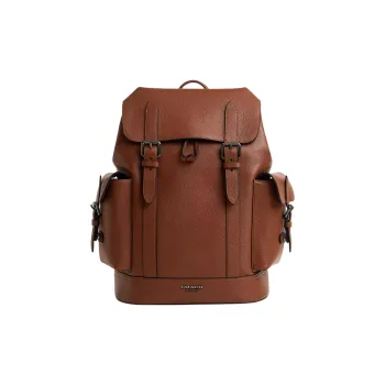 COACH Hudson Refined Pebble Pattern Leather Backpack Large Size Men's Brown