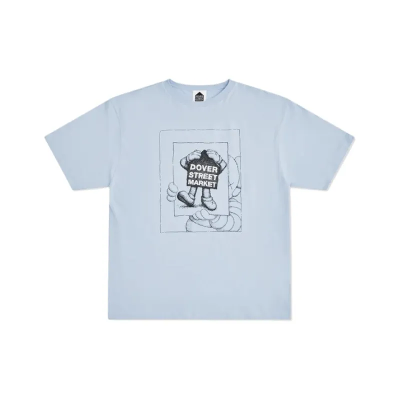 KAWS Dover Street Market Co-brand T-Shirts Unisex Light Gray-0