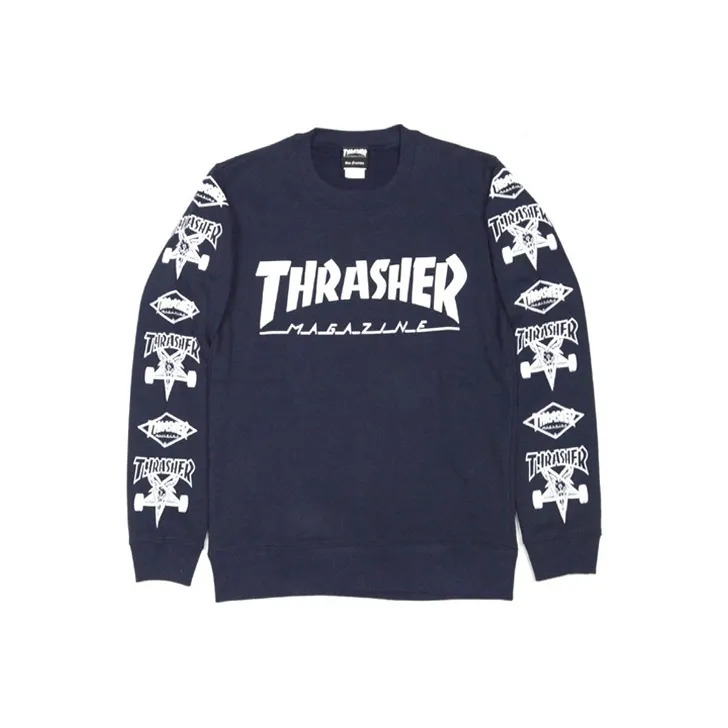 Thrasher Crew Neck Regular Sweatshirt Japan Version Unisex Navy Blue-0