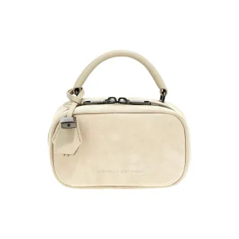 Brunello Cucinelli Leather One Shoulder Handbags Small Size Women's Beige