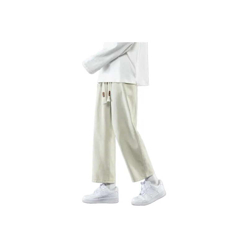 PANDA ADEVIL Japanese Vintage Preppy Style Loose Fit Straight Fit Wide Leg Ankle Length Jeans Unisex-53