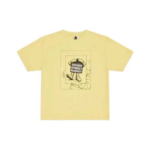KAWS Dover Street Market Co-brand T-Shirts Unisex Yellow