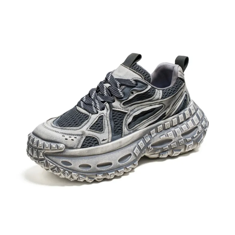 Kuding Anti Slip And Wear Resistant Height Increasing Low Top Chunky Sneakers Men's-5