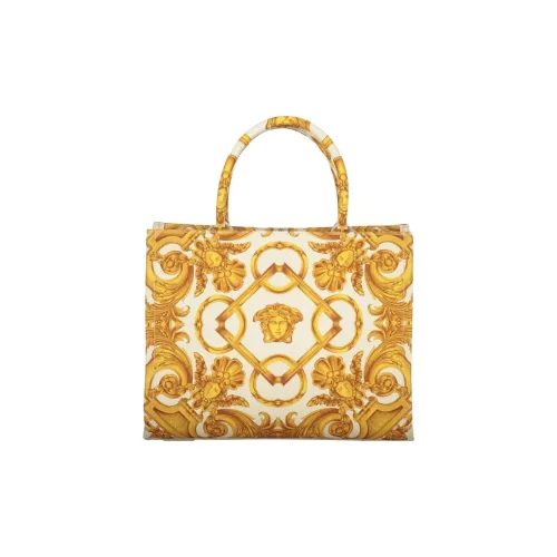 FANSIZHE MedusaBarocco Leather tote Dusy Bag Shopping Bag Shoulder Bag Handbag Women's White & Yellow
