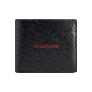 Balenciaga Cash Lambskin Wallet Men's Black